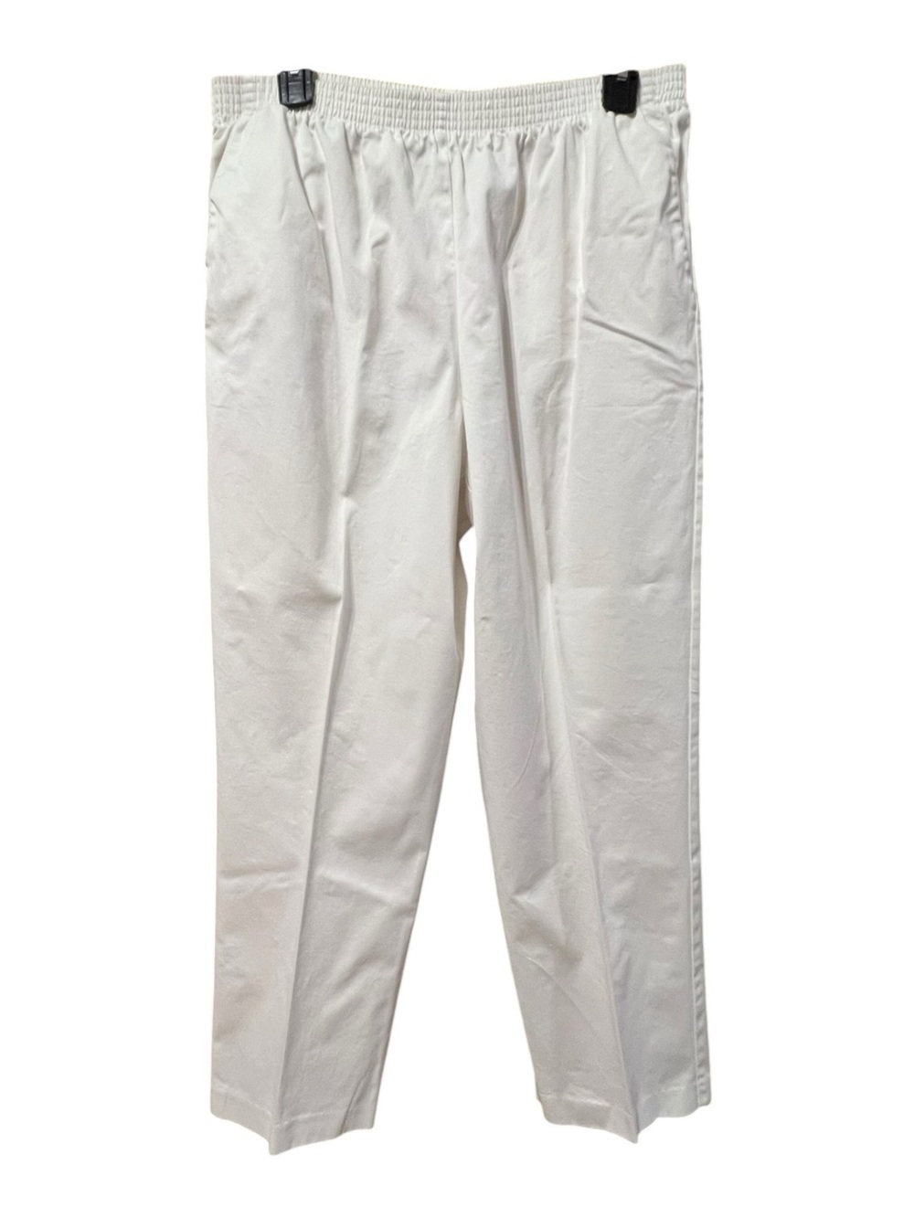 Alfred Dunner White Pull-On Pants Elastic Waist Straight Leg Stretch Cotton 12 - Picture 2 of 4